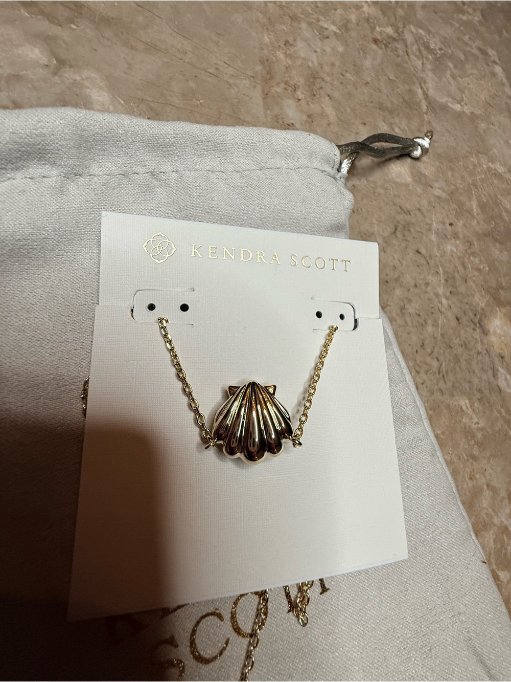 Brynne Gold Shell Short Pendant Necklace in Golden Obsidian - Picture 3 of 5